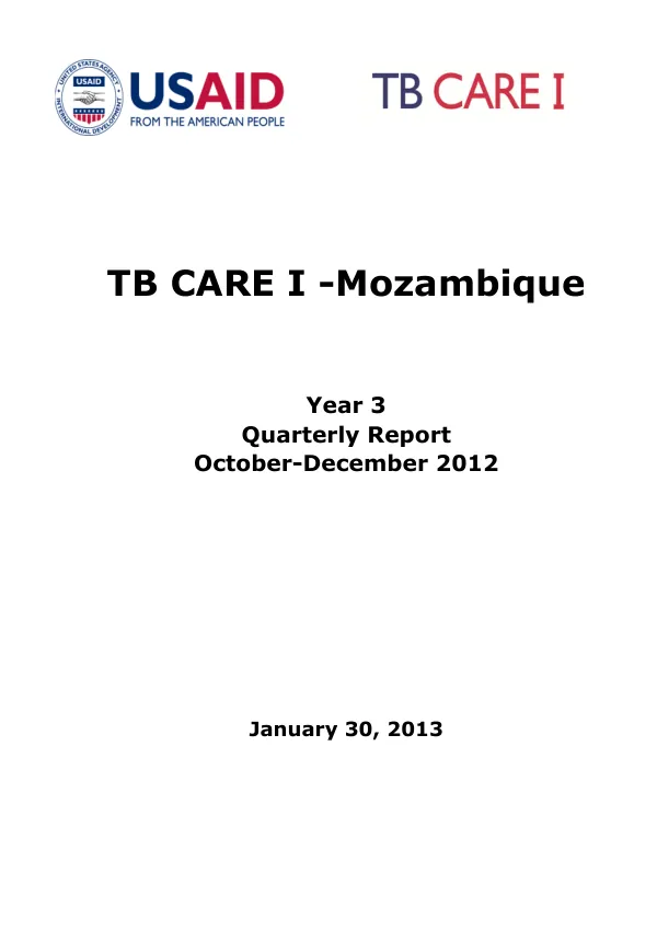 TB CARE I - Mozambique Year 3 Quarterly Report October-December 2012