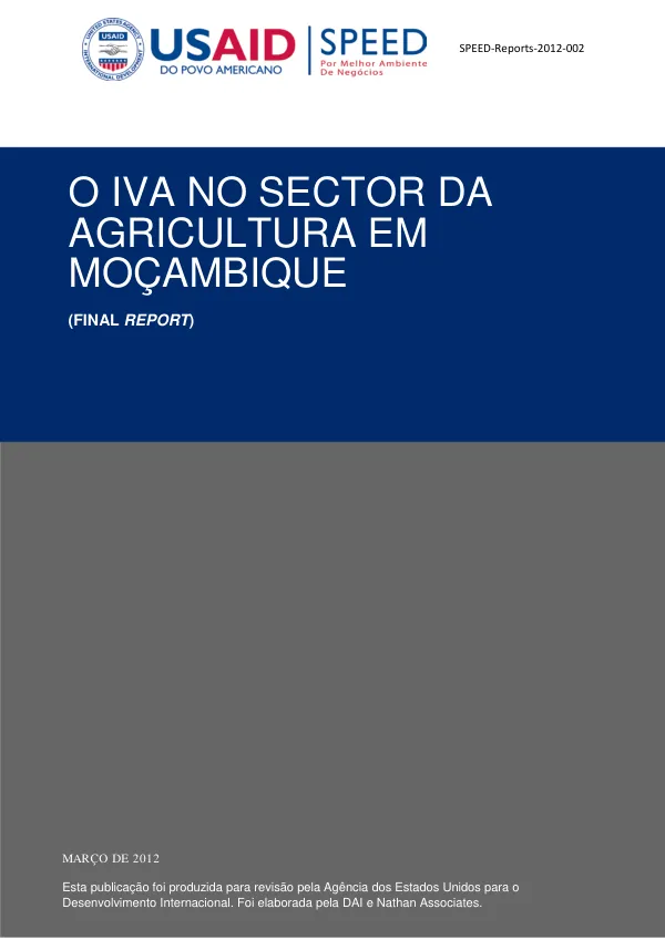 O IVA NO SECTOR DA AGRICULTURA EM MOÇAMBIQUE (FINAL REPORT)