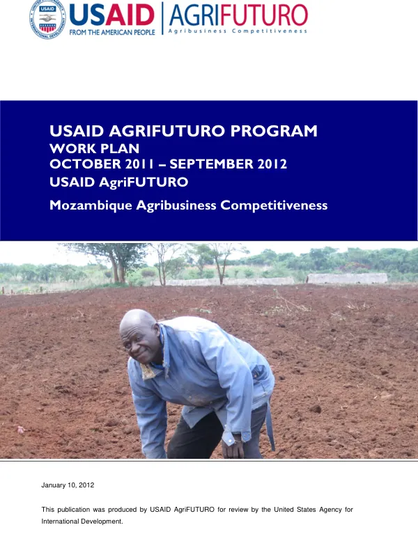USAID AgriFUTURO Program Work Plan October 2011 – September 2012