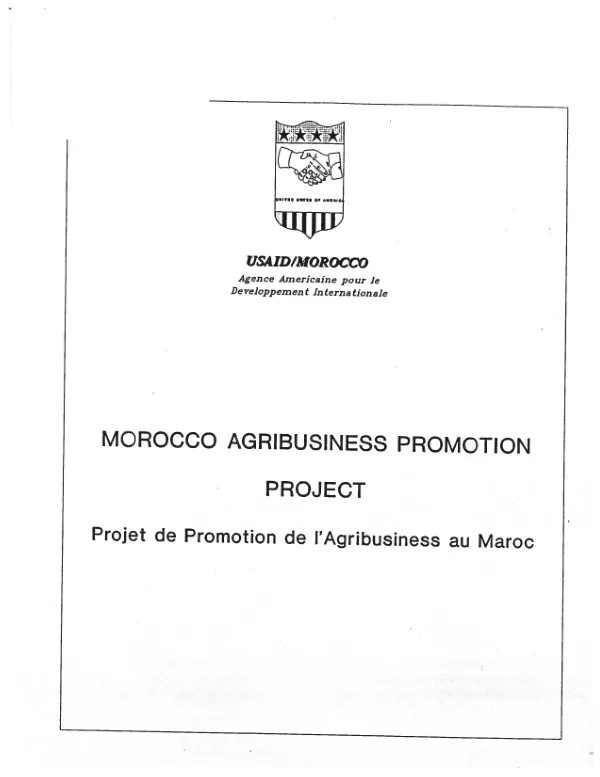 MOROCCO AGRIBUSINESS PROMOTION PROJECT