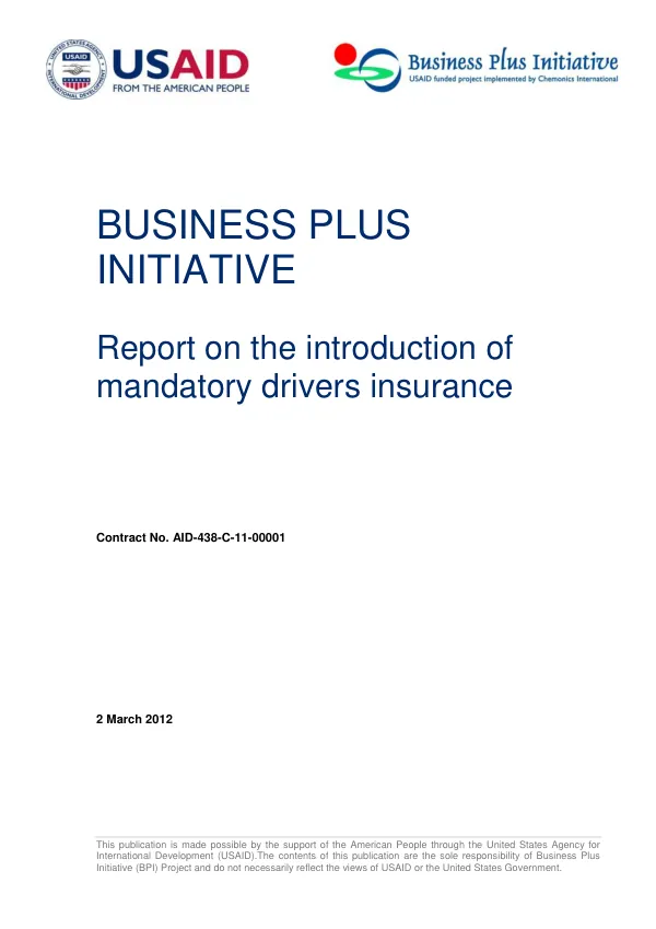 Report on the introduction of mandatory drivers insurance