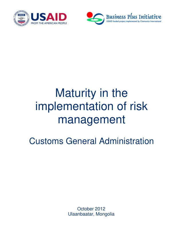 Maturity in the Implementation of Risk Management - Customs General Administration