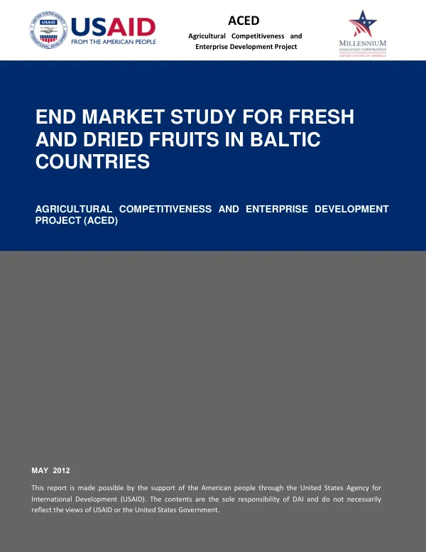 End Market Study for Fresh and Dried Fruits in Baltic Countries