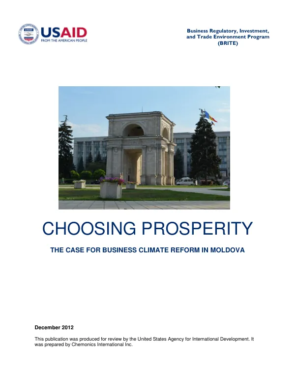 Choosing Prosperity: The Case for Business Climate Reform in Moldova