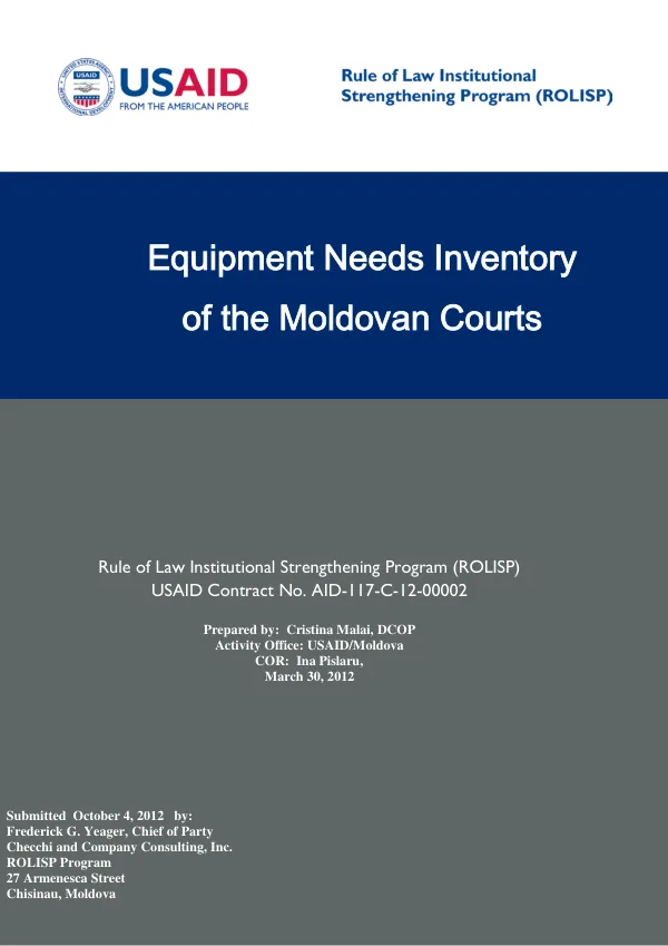 Equipment Needs Inventory of the Moldovan Courts