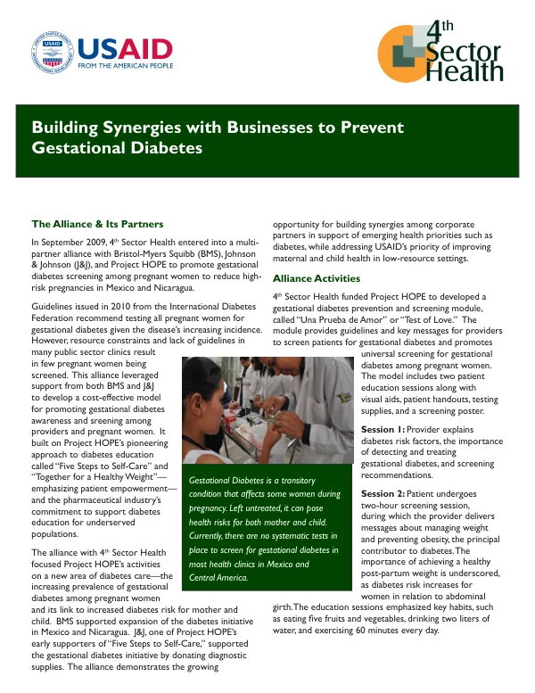 Building Synergies with Businesses to Prevent Gestational Diabetes