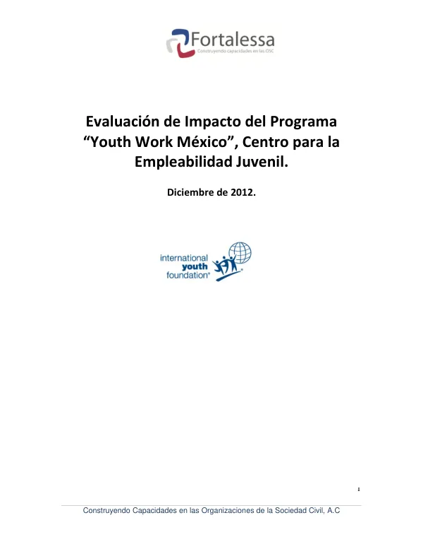 Evaluación de Impacto del Programa ‘Youth Work México’, Centro para la Empleabilidad Juvenil