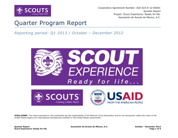 Quarter Report: Scout Experience: Ready for life