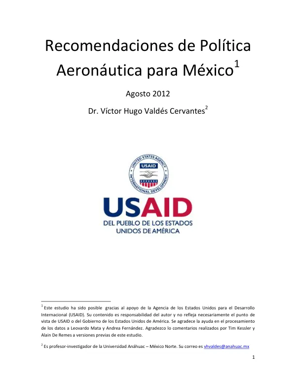 Recomendaciones de Política Aeronáutica para México