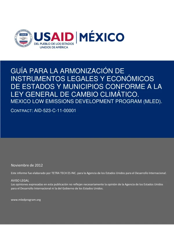 Guía para la armonización de instrumentos legales y económicos de estados y municipios conforme a la Ley General de Cambio Climático