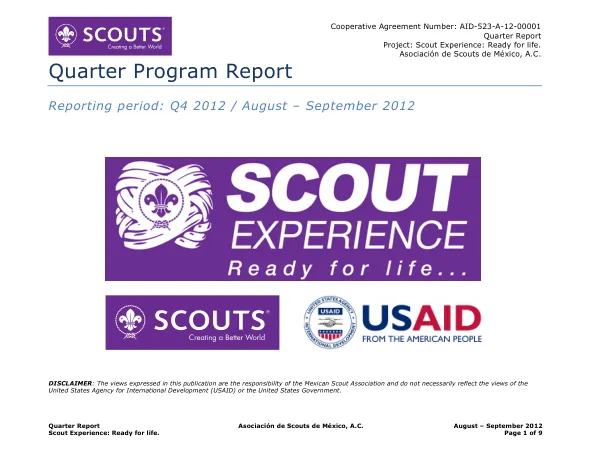 Quarter Report: Scout Experience: Ready for life