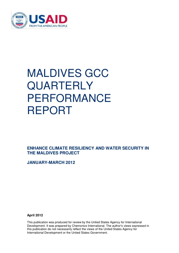 Maldives GCC Quarterly Performance Report (January-March 2012)