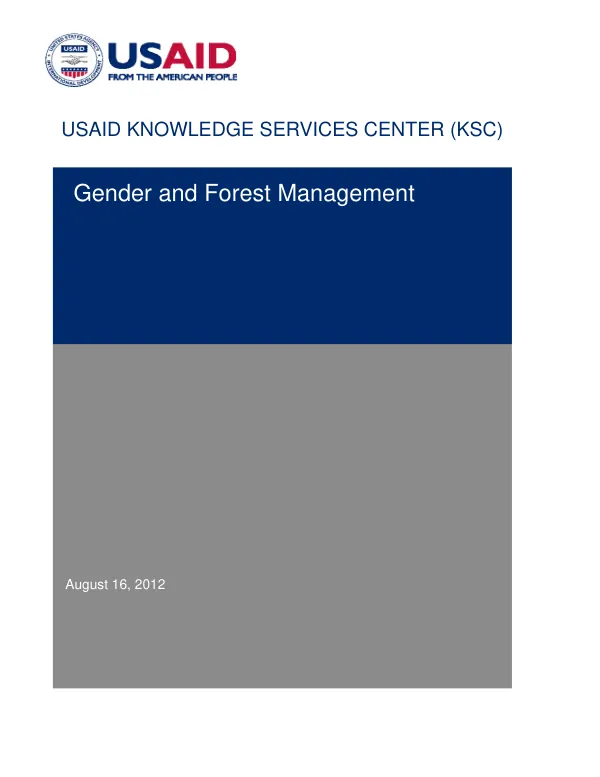 Gender and Forest Management