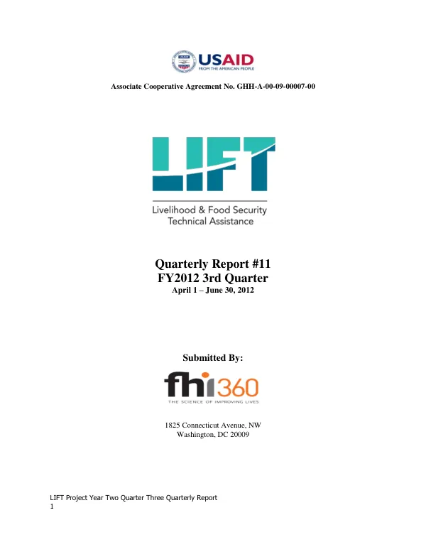 LIFT Project Year Two Quarter Three Quarterly Report