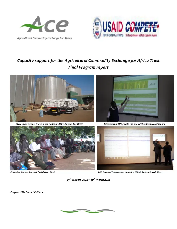 Capacity Support for the Agricultural Commodity Exchange for Africa Trust Final Program Report