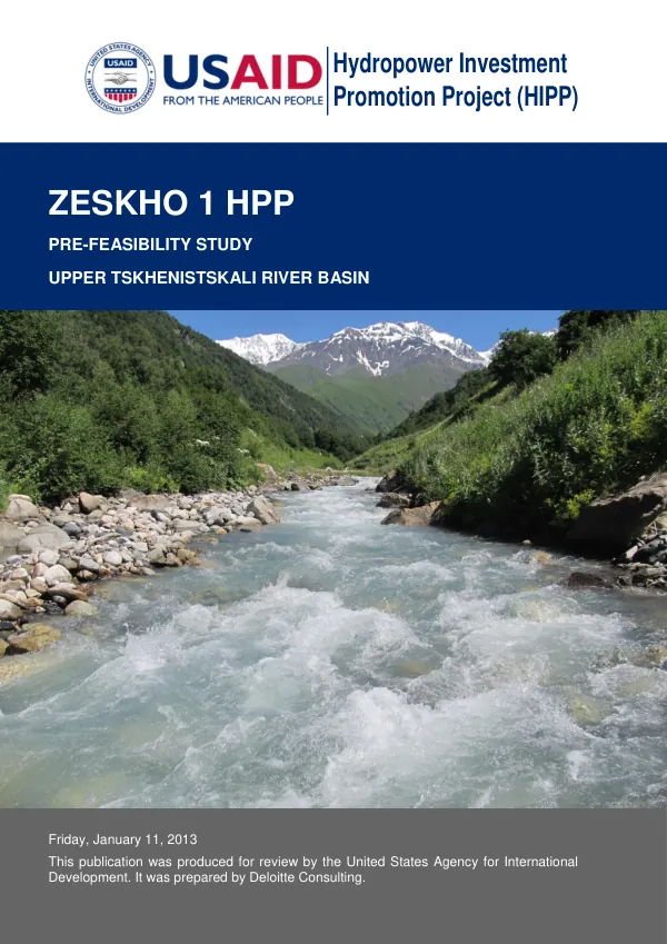 HIPP Pre-Feasibility Study on Zeskho River (HPP 1)