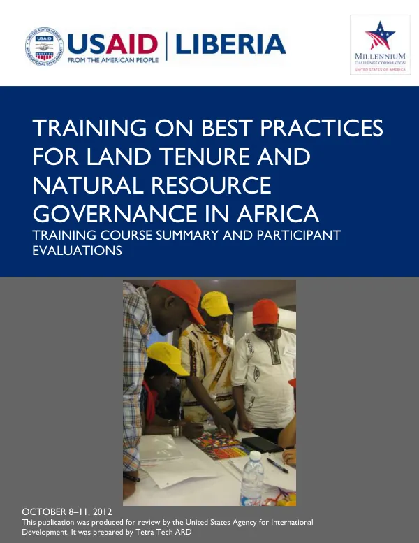 Evaluation Summary: Training on Best Practices for Land Tenure and Natural Resource Governance in Africa