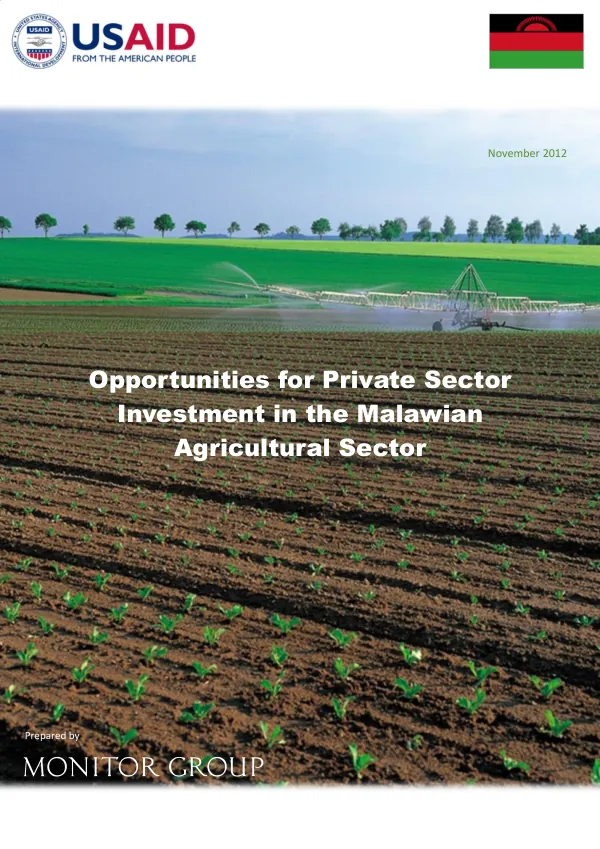 Opportunities for Private Sector Investment in the Malawian Agricultural Sector