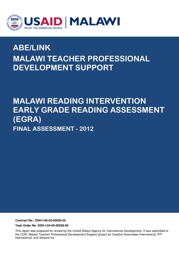 Malawi EGRA Reading Intervention Final Assessment Report