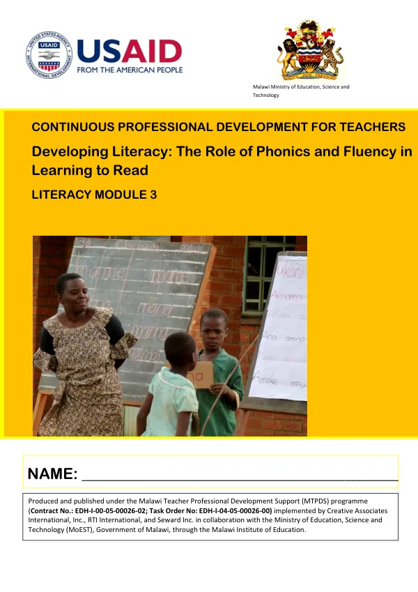 Continuous Professional Development for Teachers: Literacy Module 3