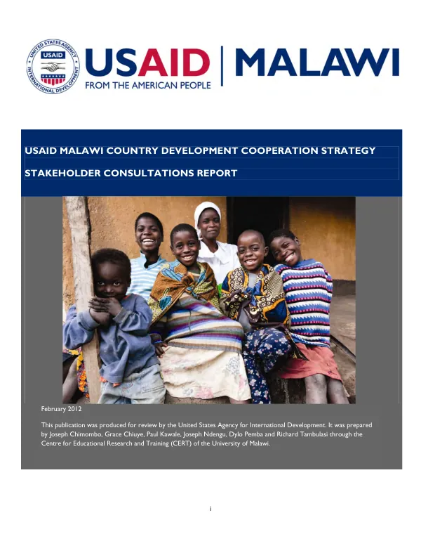 USAID MALAWI COUNTRY DEVELOPMENT COOPERATION STRATEGY STAKEHOLDER CONSULTATIONS REPORT
