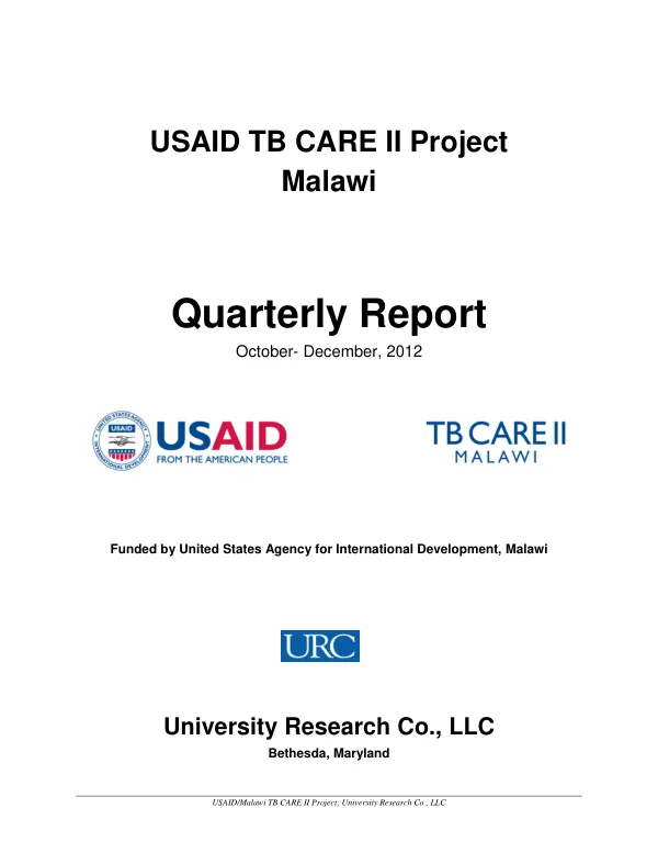 TB CARE Annual Work Plan and Budget
