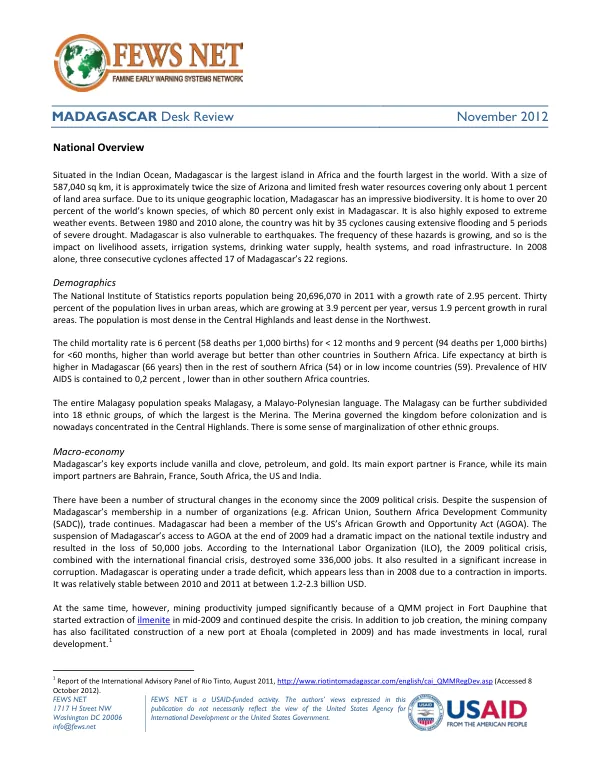 MADAGASCAR Desk Review