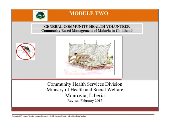 National gCHV Malaria Training Module: Community Based Management of Malaria in Childhood