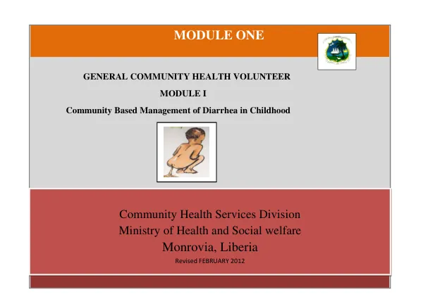 National gCHV Diarrhea Training Module, Community Health Services, Ministry of Health & Social Welfare, Liberia