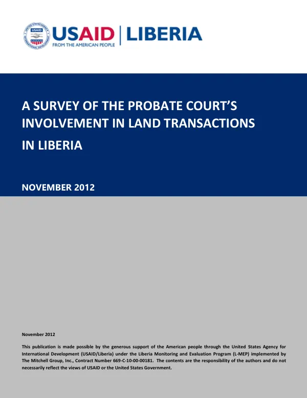 A Survey of the Probate Court’s Involvement in Land Transactions in Liberia