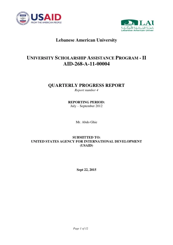 UNIVERSITY SCHOLARSHIP ASSISTANCE PROGRAM - II