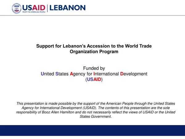 Support for Lebanon’s Accession to the World Trade Organization Program