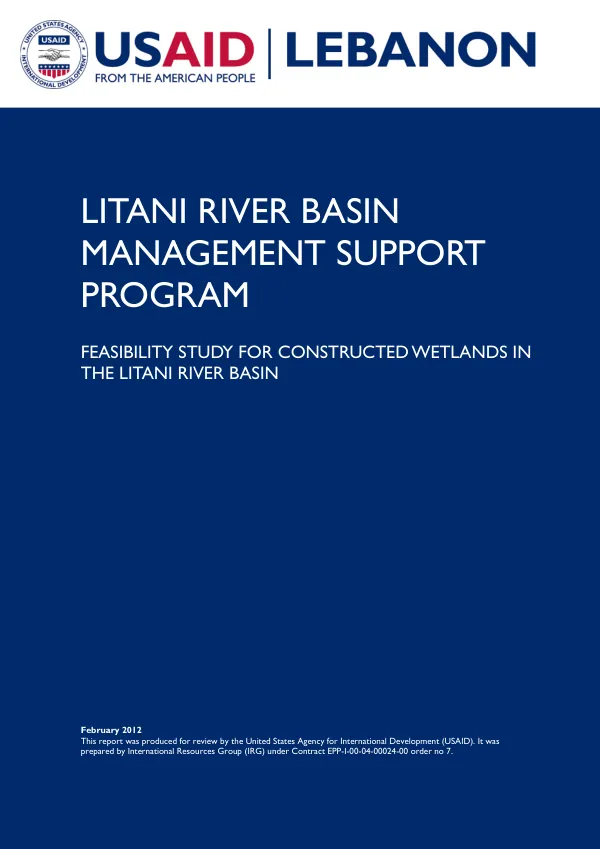 Feasibility Study for Constructed Wetlands in the Litani River Basin