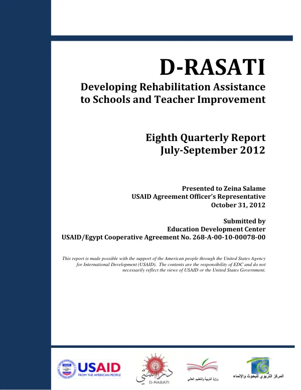 Eighth Quarterly Report: July-September 2012