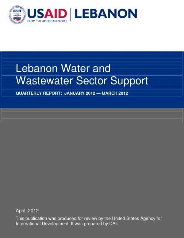 Lebanon Water and Wastewater Sector Support Quarterly Report: January 2012 — March 2012