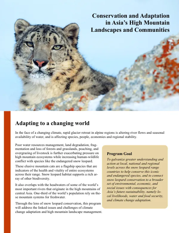 Conservation and Adaptation in Asia’s High Mountain Landscapes and Communities