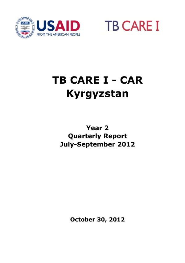 TB CARE I - CAR Quarterly Report July-September 2012