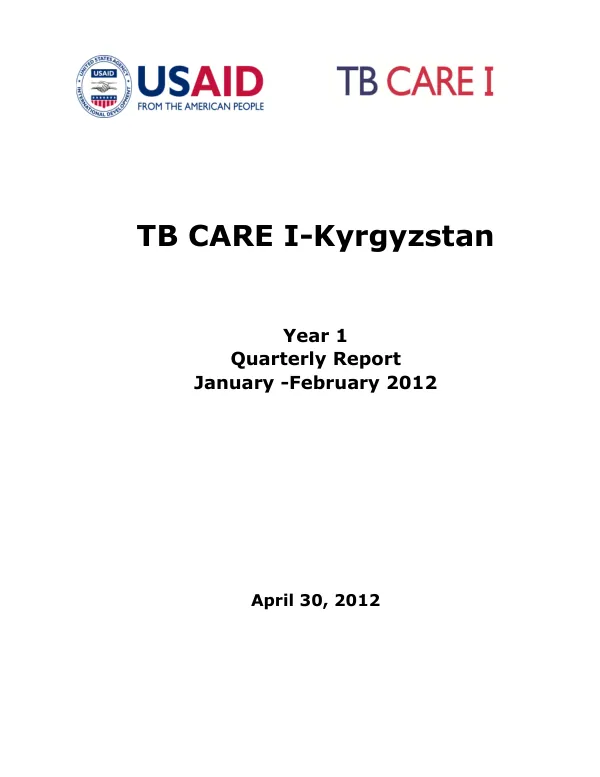 TB CARE I-Kyrgyzstan Year 1 Quarterly Report January - February 2012