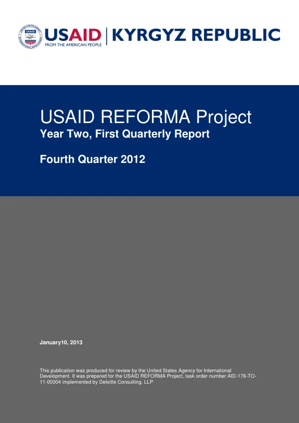 USAID REFORMA Project Year Two, First Quarterly Report Fourth Quarter 2012