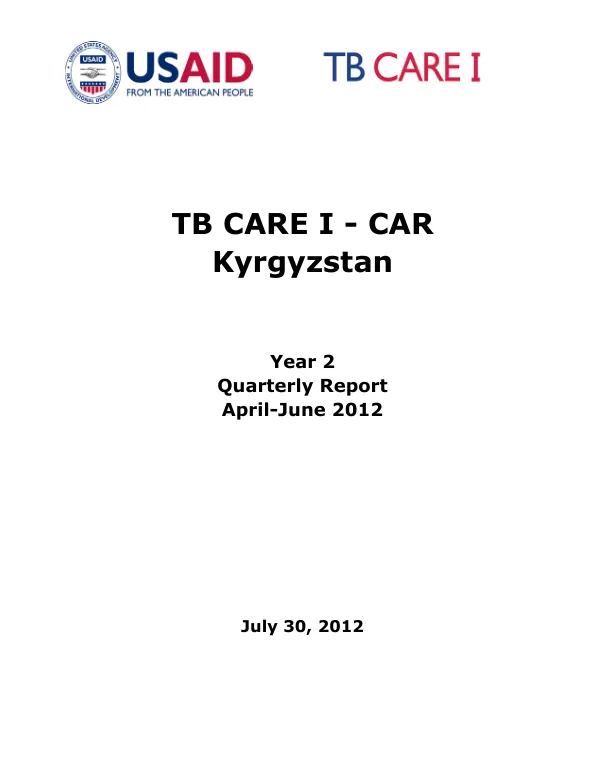 TB CARE I - CAR Quarterly Report April-June 2012