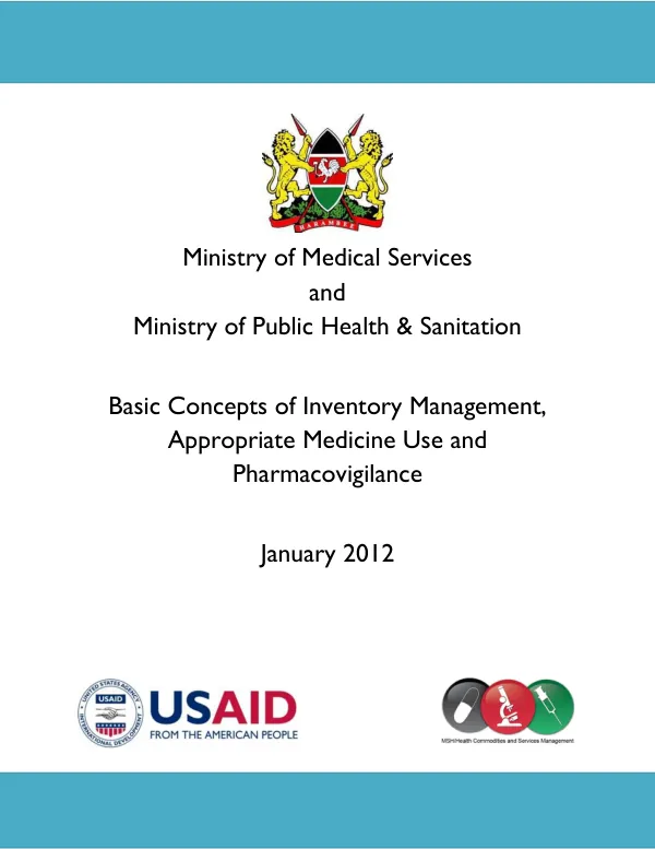 Basic Concepts of Inventory Management, Appropriate Medicine Use and Pharmacovigilance