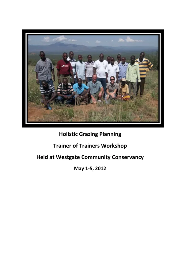 Holistic Grazing Planning Trainer of Trainers Workshop Report