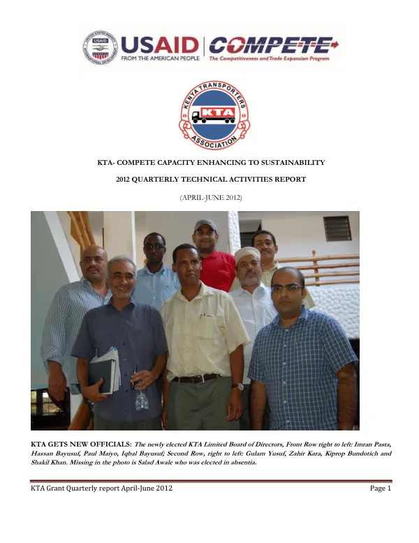 KTA Grant Quarterly report April-June 2012