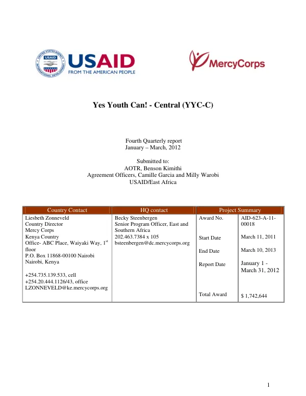 Fourth Quarterly Report, January 1-March 31, 2012