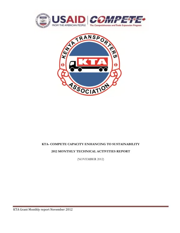 KTA Grant Monthly report November 2012