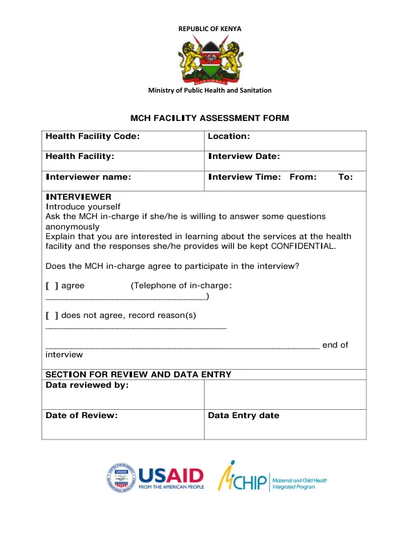 MCH Facility Assessment Form