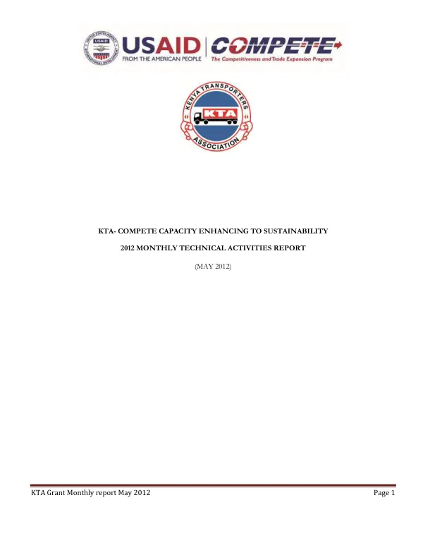 KTA Grant Monthly report May 2012