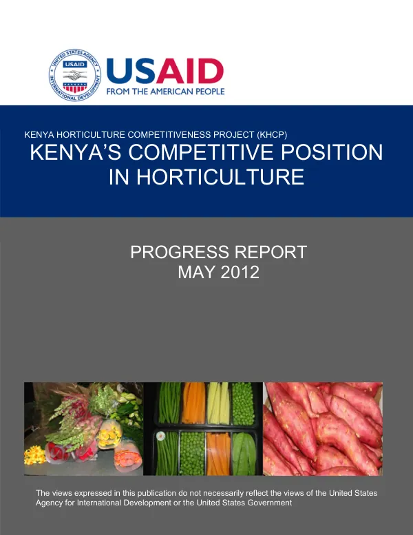 Kenya Horticulture Competitiveness Project (KHCP) Progress Report May 2012