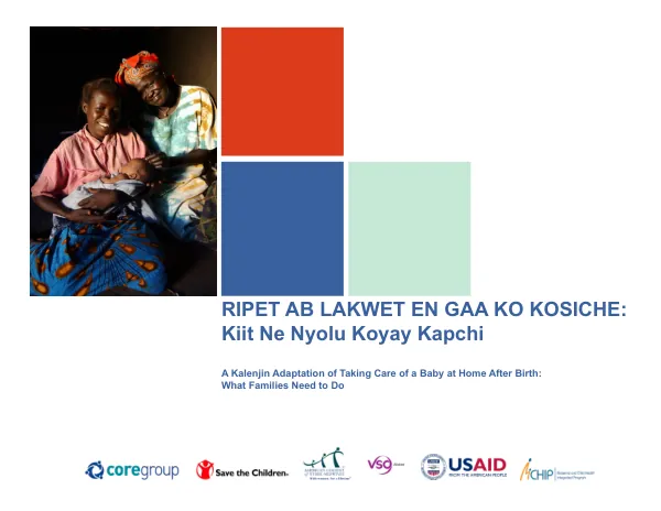 A Kalenjin Adaptation of Taking Care of a Baby at Home After Birth: What Families Need to Do