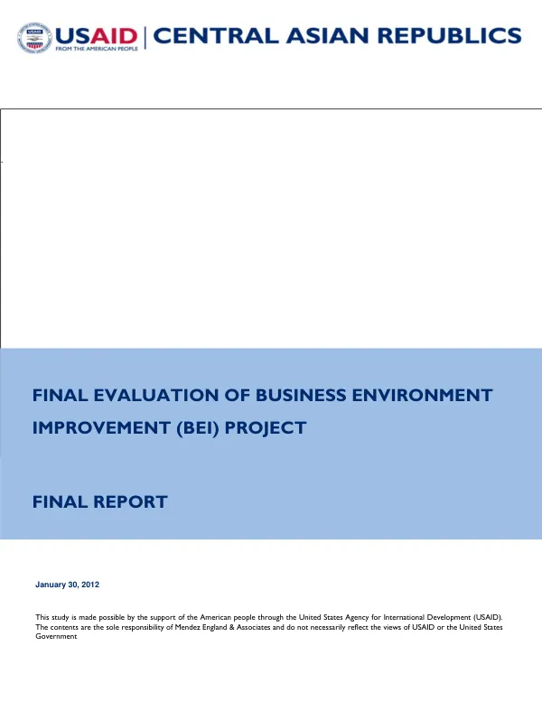 Final Evaluation of Business Environment Improvement (BEI) Project